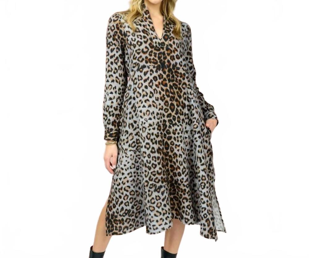 NEW UNCLE FRANK untamed elegance midi dress in leopard